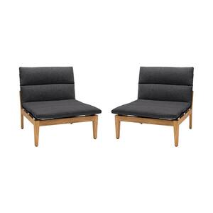 Arno Wood Outdoor Lounge Chair with Charcoal Cushion (2-Pack)