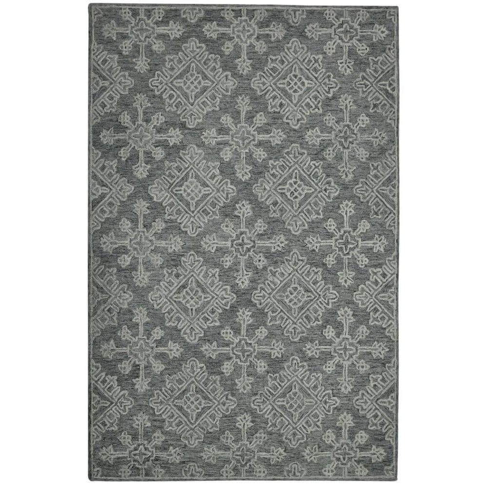 8 ft. x 11 ft. Graphite And Gray Wool Oriental Hand Hooked Area Rug price history on PriceWatchPro