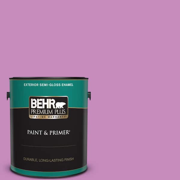 BEHR PREMIUM PLUS 1 gal. #P110-4 Rock Star Pink Semi-Gloss Enamel Exterior Paint & Primer
