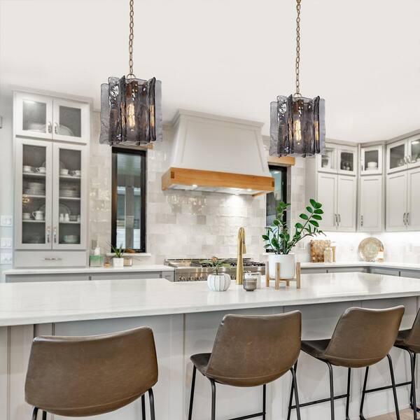 LNC Echonalyri Modern 1-Light Satin Gold Square Pendant LNC Echonalyri Modern 1-Light Satin Gold Square Pendant