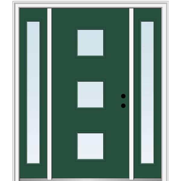 MMI Door 68.5 in. x 81.75 in. Aveline Left-Hand Inswing 3-Lite Clear Low-E Painted Fiberglass Prehung Front Door with Sidelites