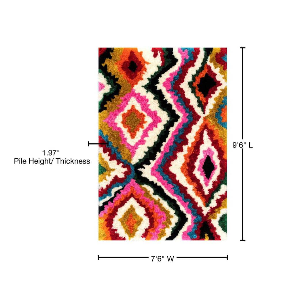 Carnival Abbey Multicolor Abstract Shag Area Rug, 7.6' x 9.6'