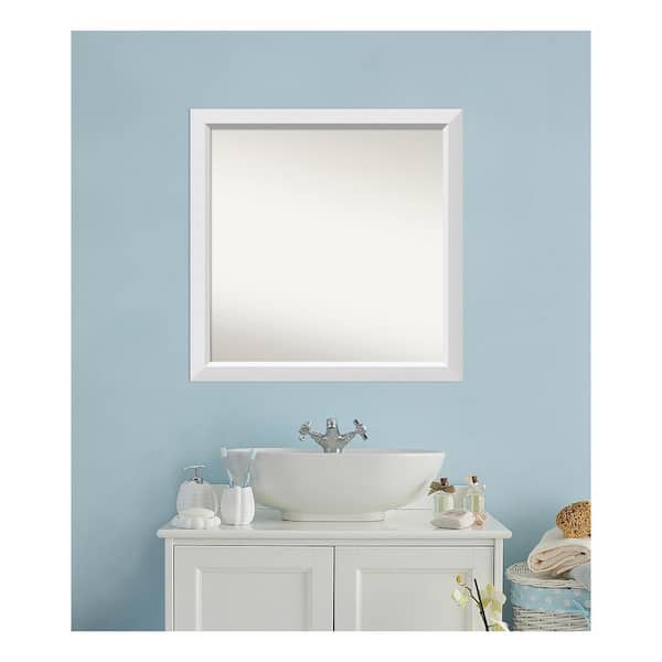 Amanti Art Blanco White 32.25 in. x 32.25 in. Custom Non-Beveled Wood Framed Bathroom Vanity Wall Mirror