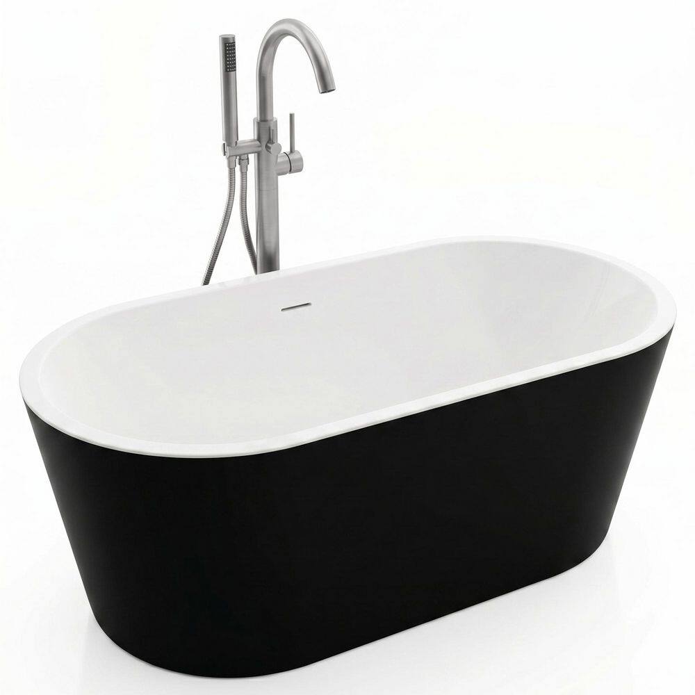 ANZZI Chand 59 in. x 30 in. Flat Bottom Freestanding Soaking