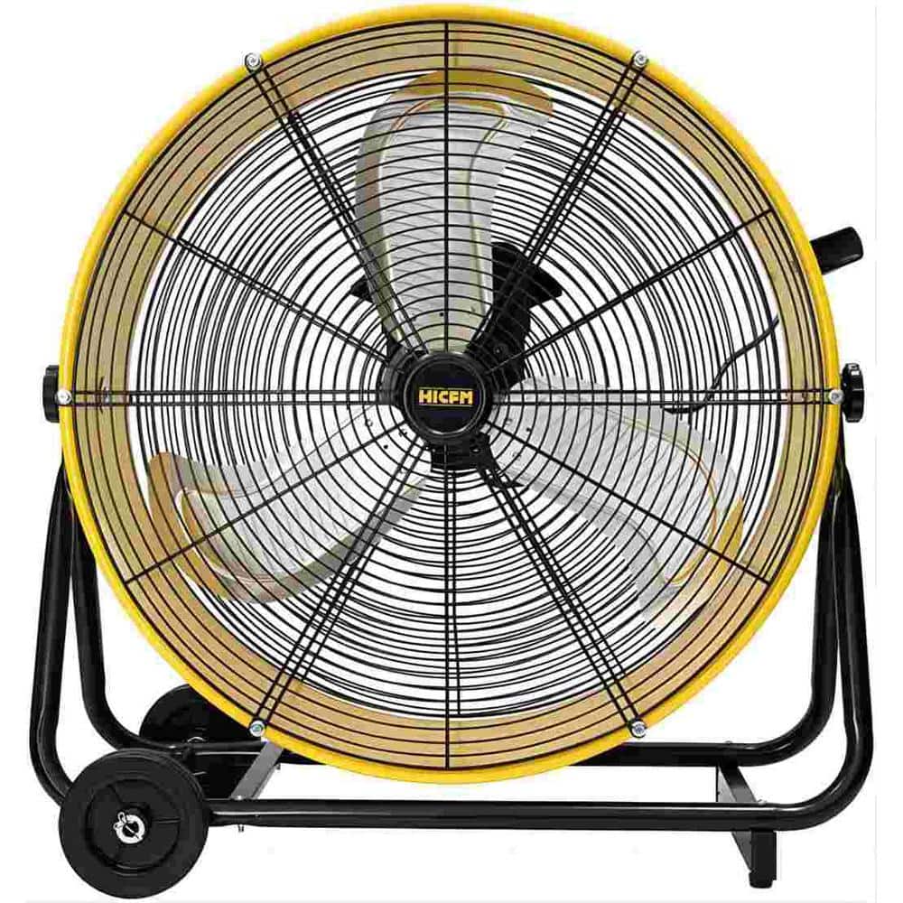 Deeshe 24 in. Enclosed Motor Drum Fan Yellow with TEAO Sealed9200 CFM 2-Speeds High Velocity, 180-Degree Tilting