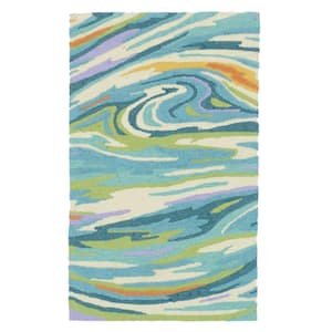 Olivia Lifestyle Collection Teal/Multi 2 ft. 3 in. x 3 ft. 9 in. Accent Rug