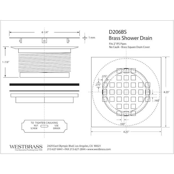 Shower Drain Cover, Brass Construction, 4-1/4 inches outside diameter  (Matte Black), 0.2 H 2.35 L 2.02 W - Metro Market