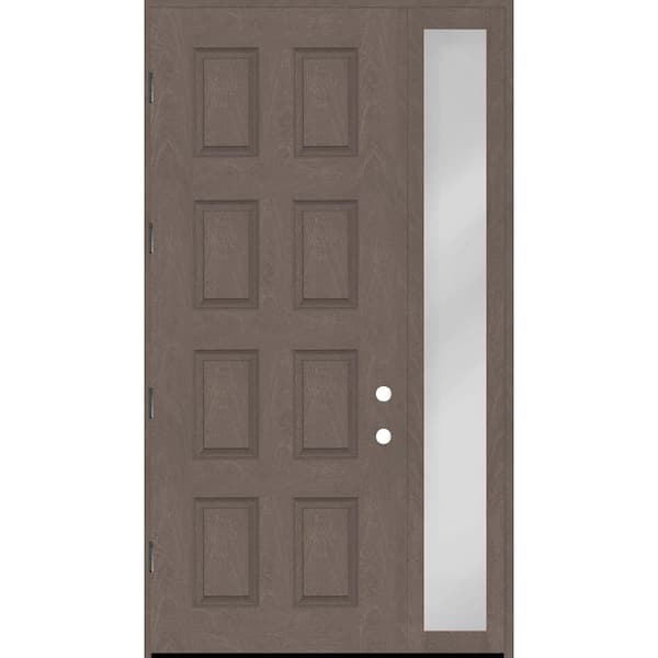 Steves & Sons Regency 53 in. x 96 in. 8-Panel RHOS Ashwood Stain Mahogany Fiberglass Prehung Front Door w/14in.Sidelite