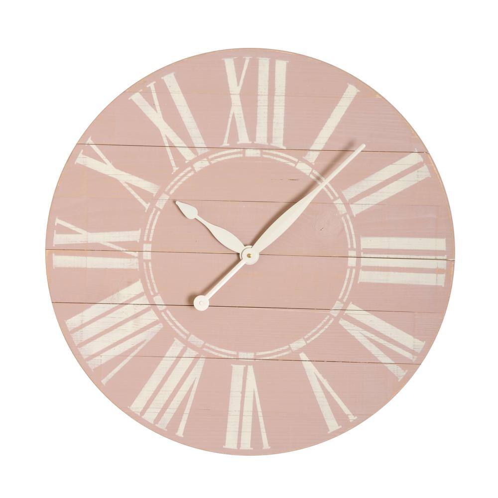 BrandtWorks 24 in. Distressed Farmhouse Pink Wall Clock 24PKWHJUP - The ...