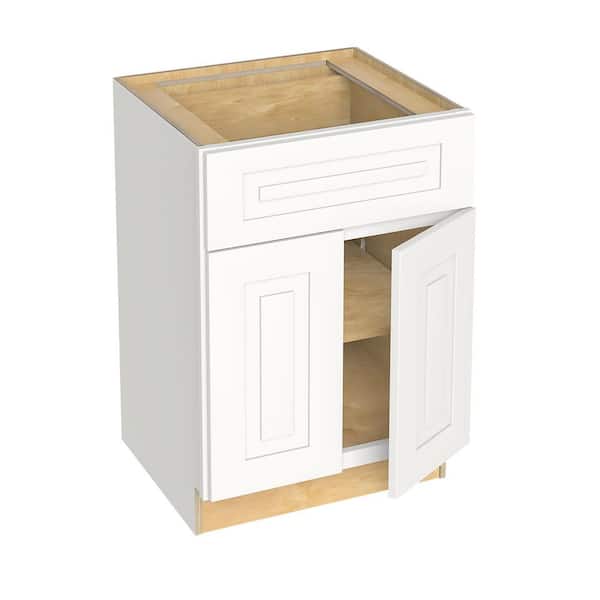 Home Decorators Collection Grayson 24 in. W x 21 in. D x 34.5 in. H Assembled Plywood Base Bath Cabinet in Pacific White with Soft Close
