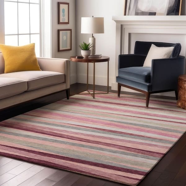 Mayfield Premium Machine Washable Abstract AMF997 Pink 8 ft. x 10 ft. Area Rug