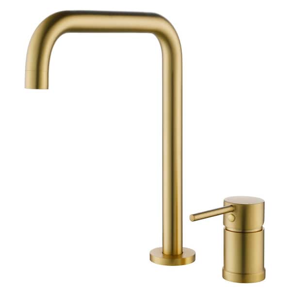 1-Handle 2-Hole Bathroom Sink Faucet 180° Rotation Bathroom Faucet with Detachable Aerator in Brushed Gold