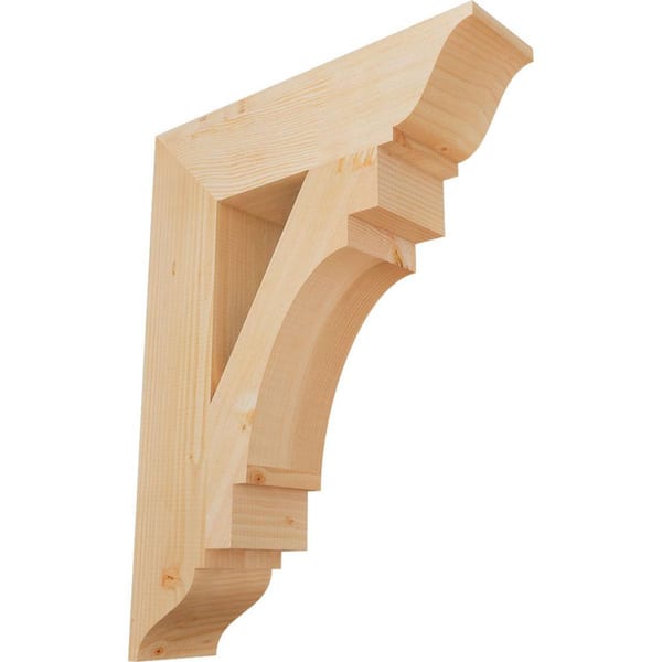 Ekena Millwork 5.5 in. x 32 in. x 24 in. Douglas Fir Merced Traditional Smooth Bracket