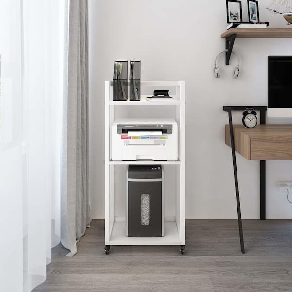 3-Tier Floor-Standing Movable Printer Stand Adjustable Storage