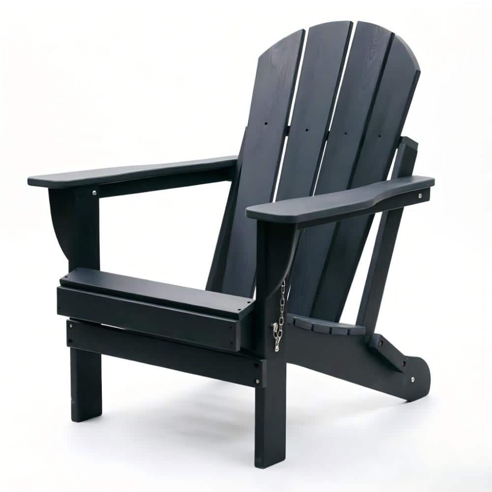 HDPE Folding Adirondack Chair with Dual Cup Holders, Wood-Like Outdoor Patio Fire Pit Chair - Black price history on PriceWatchPro