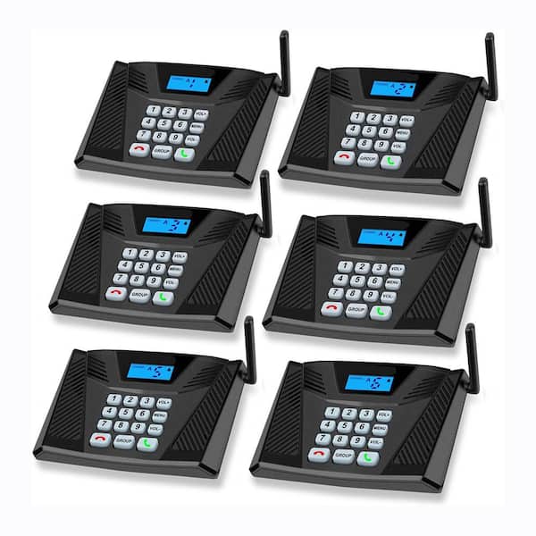 Wireless Intercom System for Home Office Black 5300ft Range Full Duplex Hands-Free Talk 9 Channel Auto Answer 6 Pack