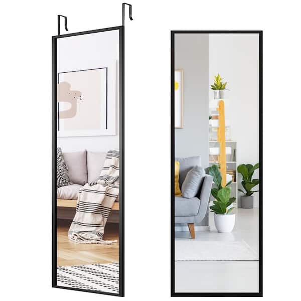 Costway 42.5 in. x 14 in. Rectangle Frame Black Door Wall Mounted Modern