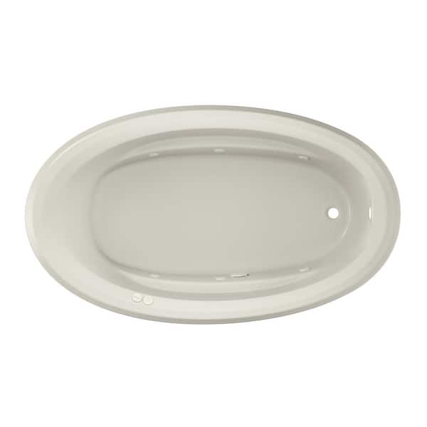 JACUZZI Signature 71 in. x 41 in. Oval Whirlpool Bathtub with Right Drain in Oyster with Heater