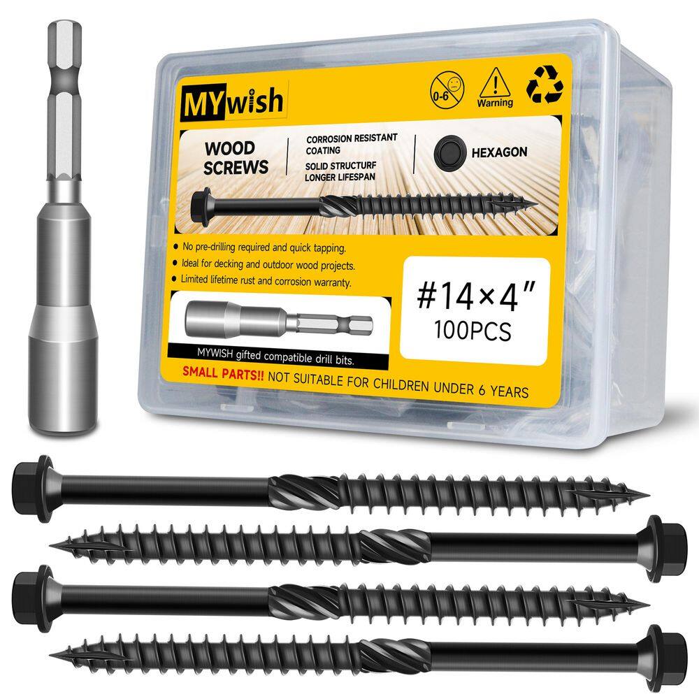 "#14 x 4 in Black Hex Head Wood Deck Screws (100-Piece)" price history on PriceWatchPro