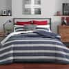 Craver 3-Piece Charcoal Gray Striped Cotton Full/Queen Comforter Set