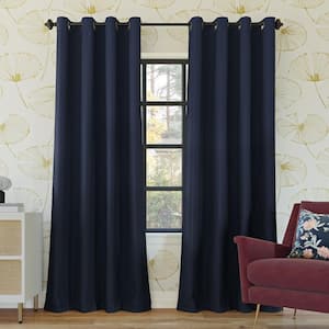 Oslo Theater Grade Navy Polyester Solid 52 in. W x 108 in. L Thermal Grommet Blackout Curtain