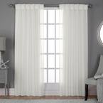 Belgian Snowflake Solid Polyester 30 in. W x 84 in. L Pinch Pleat Top, Sheer Curtain Panel (Set of 2)