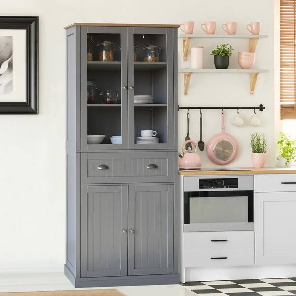 VEIKOUS White Kitchen Pantry Cabinet Storage with Adjustable