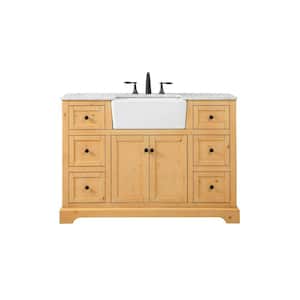 Simply Living 48 in. W x 22 in. D x 34.75 in. H Bath Vanity in Natural Wood with Carrara White Marble Top