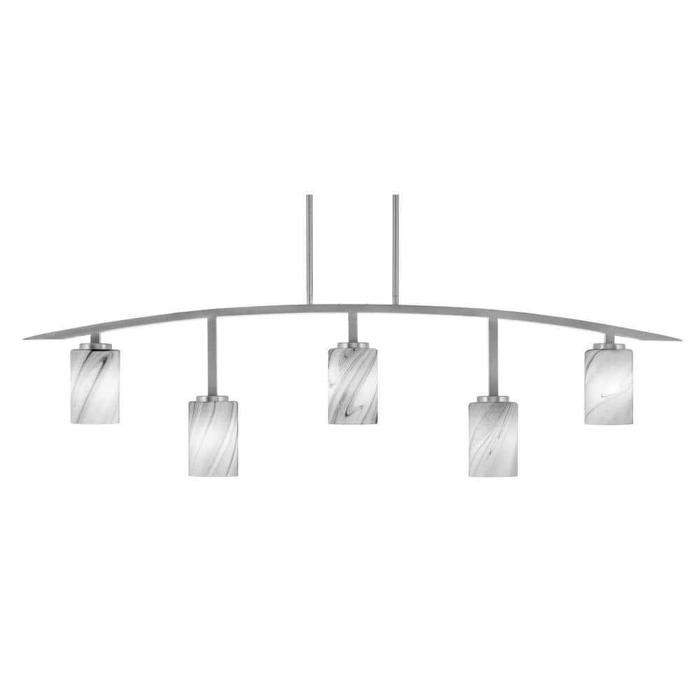Siena 51.25 in. 5-Light Graphite Chandelier with 4 in. Onyx Swirl Glass Sha