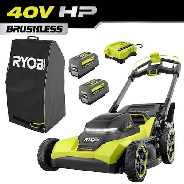40V HP Brushless 21" Cordless Battery Walk-Behind Multi-Blade Push Lawn Mower w/ Cover, (2) 6.0 Ah Batteries & Charger