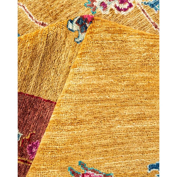 Eclectic 6 ft. x 9 ft. Yellow  Floral Wool Indoor Area Rug