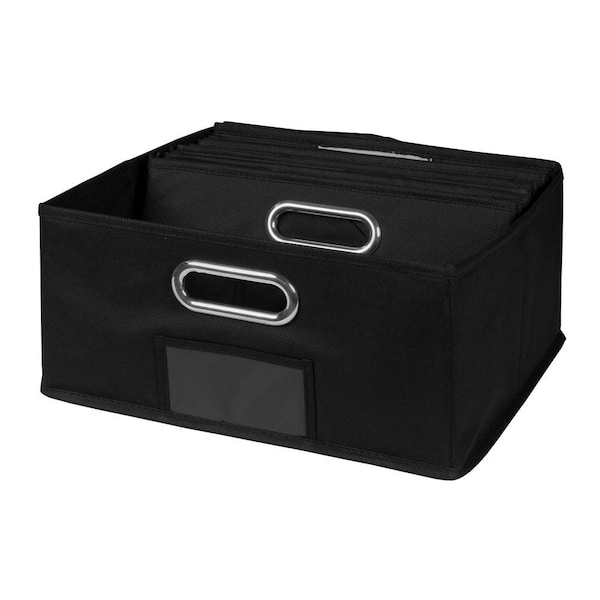 Collapsible Fabric Cube Storage Boxes, Set of 6, Grey/Black