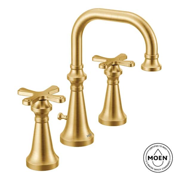 Colinet Traditional 8 in. Widespread Double Handle Bathroom Faucet in Brushed Gold (Valve Not Included)