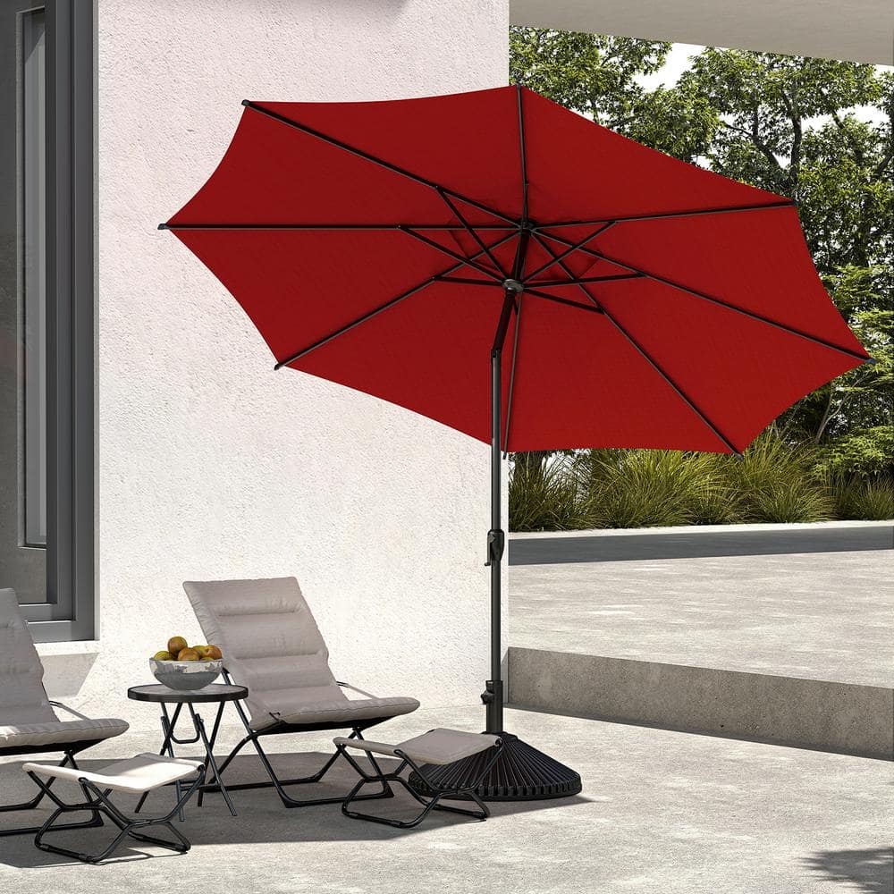 Lyon 9ft Red Steel Market Patio Umbrella with Crank Tilt