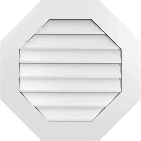 Ekena Millwork 26 in. x 26 in. Octagonal Surface Mount PVC Gable Vent: Decorative with Standard Frame