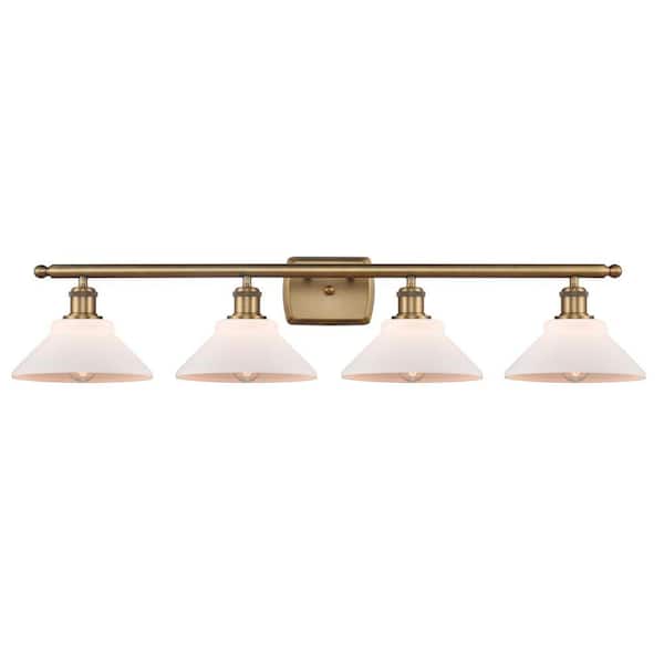 Orwell 36 in. 4-Light Brushed Brass Vanity Light with Glass Shade