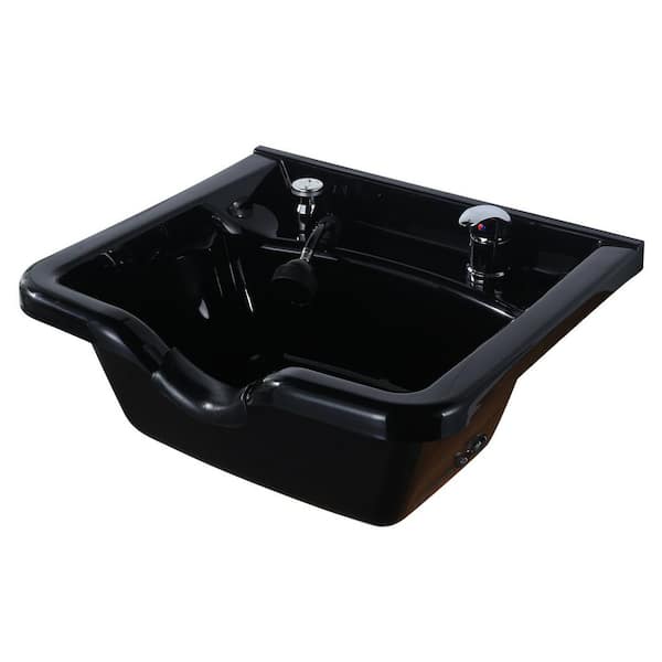 21.7 in. x 19.3 in. x 10.5 in. Wall Mounted Shampoo Bowl for Salons with 48 inch Hose Faucet in Matte Black