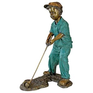 35.5 in. H Gabe The Boy Golfer Cast Bronze Garden Statue