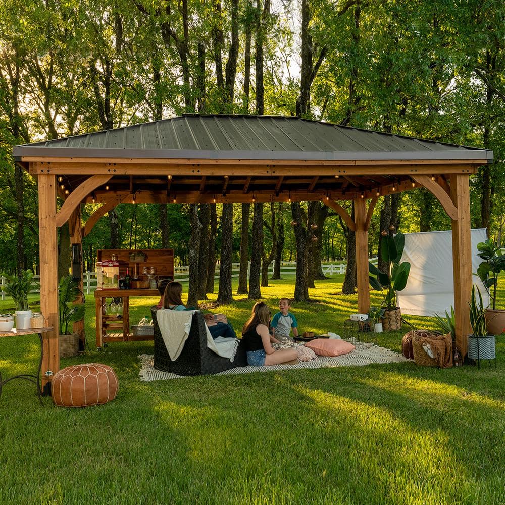 Barrington Cedar and Steel 14x12 Outdoor Gazebo