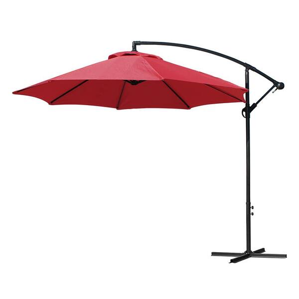 Artpuch Offset Umbrella 10 Ft Cantilever Patio Outdoor Market With Crank And Cross Base In Brick Red 10ft The Home Depot Artpuch Offset Umbrella 10 Ft, 10 Ft Cantilever Patio Umbrella