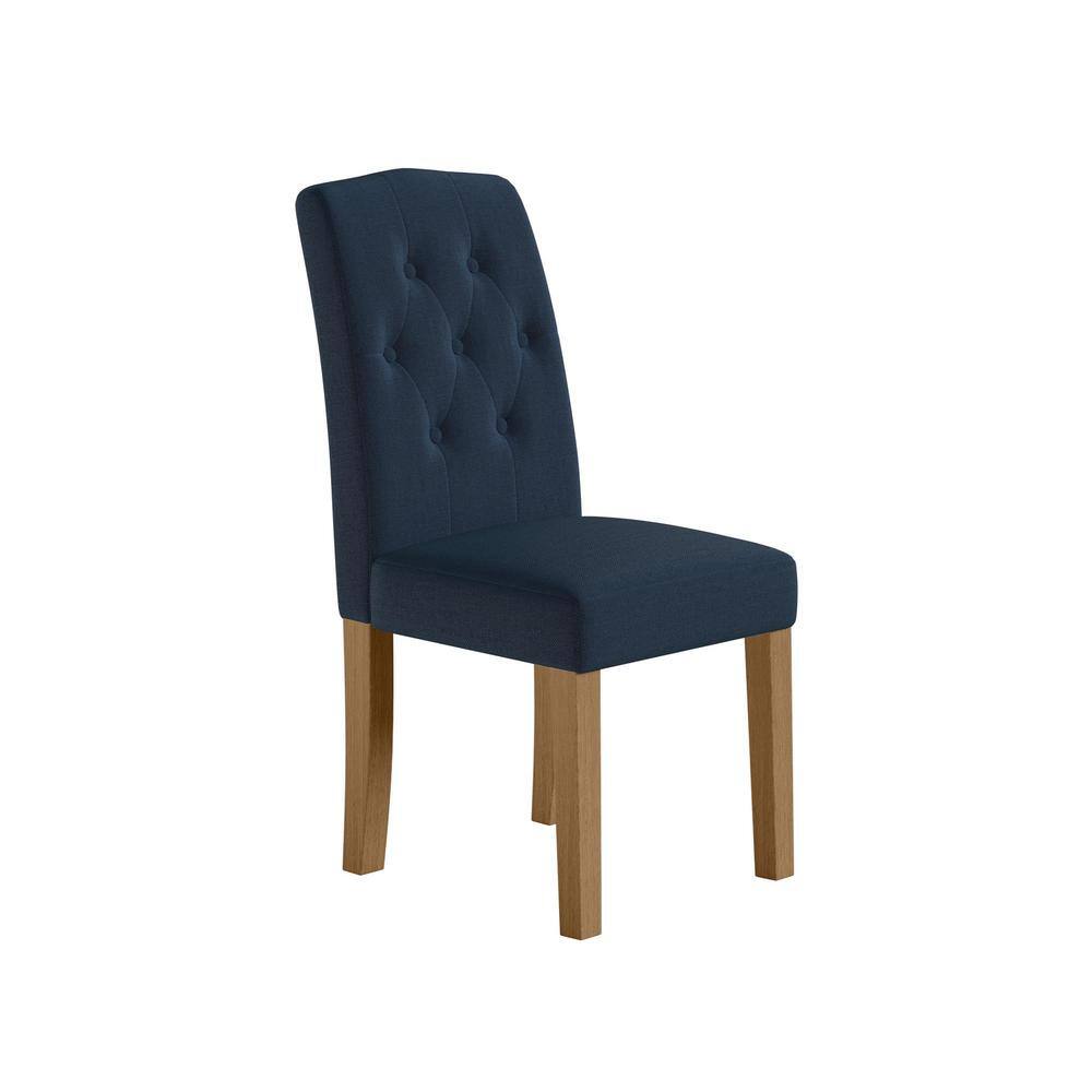 DHP Lydie Parsons Navy Blue Linen Dining Chair, Light Oak Legs DE76358
