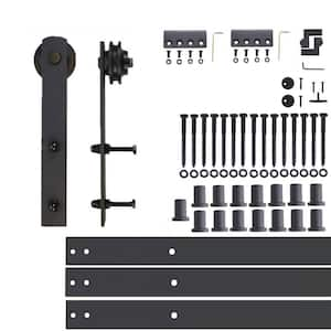 20 ft./240 in. Black Rustic Non-Bypass Sliding Barn Door Hardware Kit Straight Design Roller for Single Door