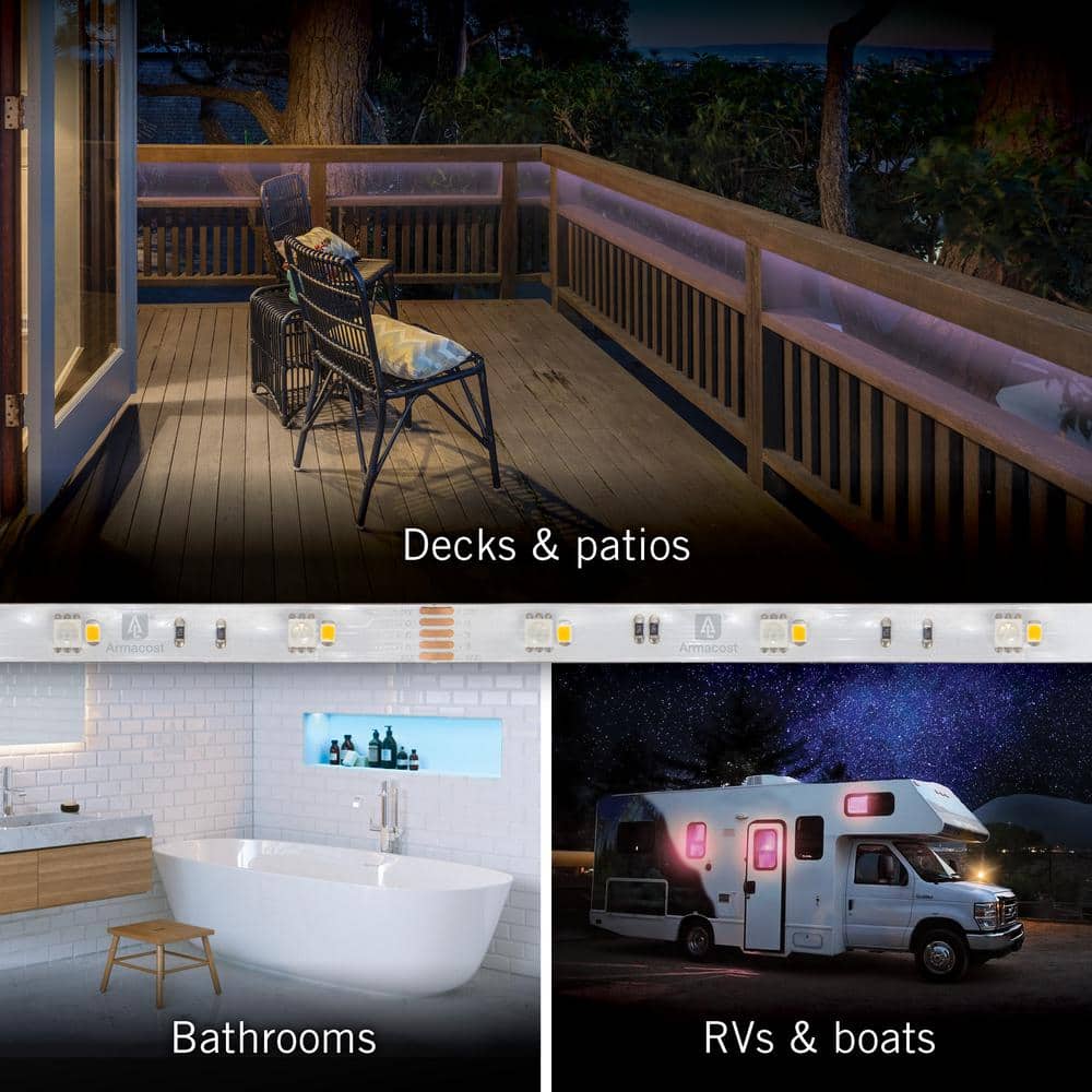 24 ft Multicolor RGB+W LED Indoor Outdoor Tape Light Kit