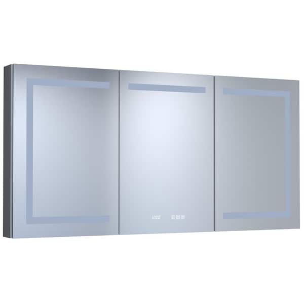 60 in. W x 30 in. H Rectangular Aluminum Alloy Medicine Cabinet with Mirror