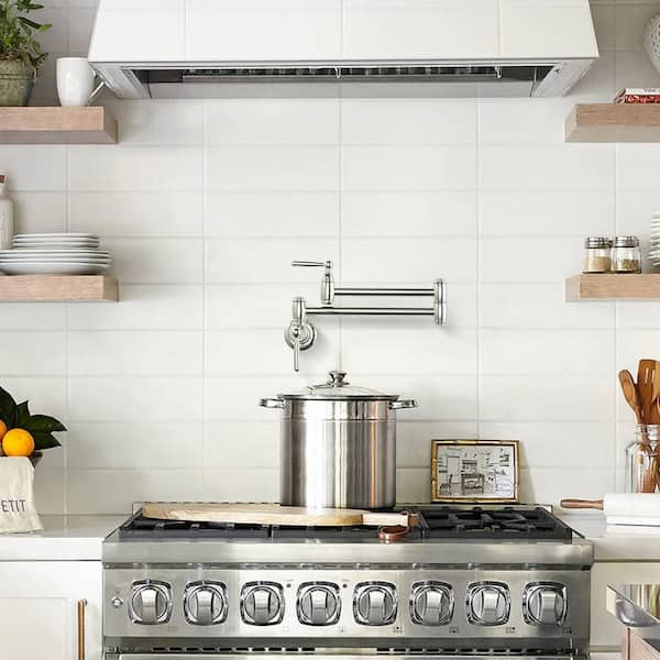 Wall Mounted Pot Filler with Lever Handle in Polished Nickel