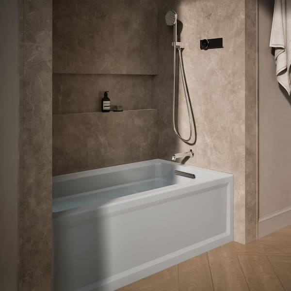 Archer 60 in. x 32 in. Soaking Bathtub with Right-Hand Drain in Ice Grey