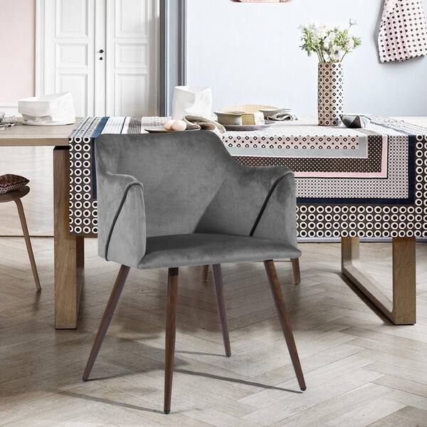 Furniturer Aldridge Grey Dining Chair With Armrest Set Of 2 Aldridge Grey A The Home Depot