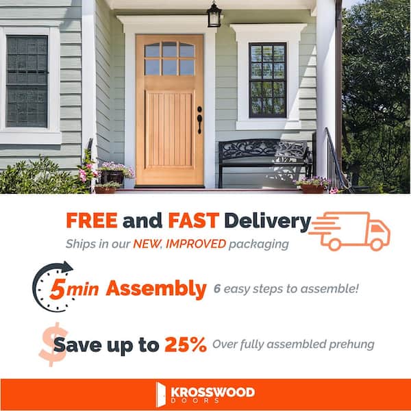 36in.x80in. RH 6-Lite Arch VG ClearGlass Provincial Stain Hemlock Wood AssemblyRequired FrontDoorKit w/QuickAssembleJamb