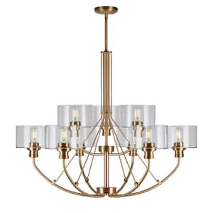Zane 9-Light Soft Gold Chandelier with Clear Glass