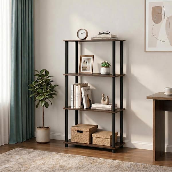 Furinno Turn-N-Tube Columbia Walnut/Black 5-Tier Corner Display